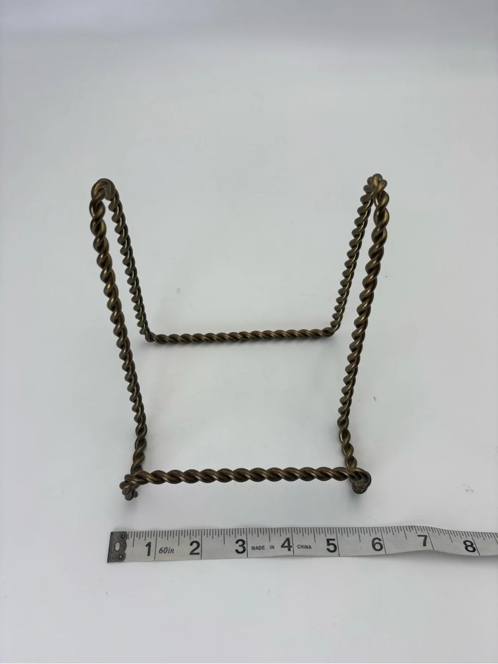 Vintage Sturdy Twisted Metal Display Stand - Brass Colored Finish
